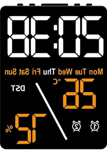Ganzhoushop Zilinn Turuncu Siyah Şarj Saat Saat Renki Parlaklık Ofis Nem Masaüstü Kabuk Fonksiyonlu Ev Ekranı Ekran Dijital Dekoru Çok Çok Çalar Büyük Ayarı -67 Uf Çok Renki