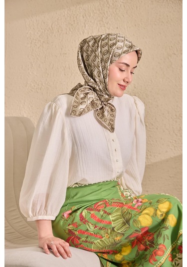 Silk Home Twill İpek Eşarp Zincir Krem Çok Renkli