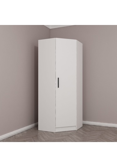 Kale Tek Kapaklı Köşe Zincir Dolap Beyaz - 190cm Beyaz
