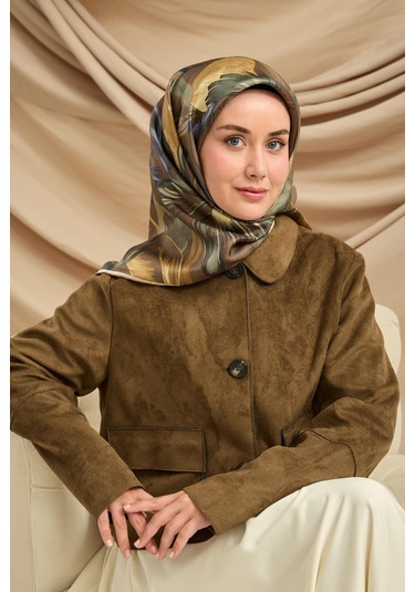 Silk Home Twill İpek Eşarp 11480-67 Kahverengi, İndigo, Fildişi, Yeşil, Gri