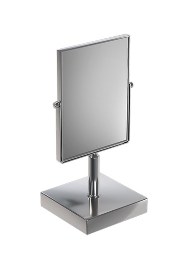 Ayna, Tezgah Üstü, Kare, Çift Yönlü, Büyüteçli, 1/3x - Krom Krom