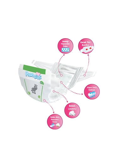 Paddlers Bebek Bezi 4 Numara Maxi 60 Adet (7-14 Kg) Jumbo Paket