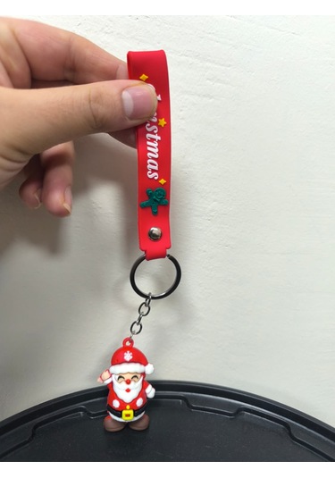 Yılbaşı Temalı Anahtarlık Yeni Yıla Özel Sevimli Ve Anlamlı Hediye Gri - Kırmızı