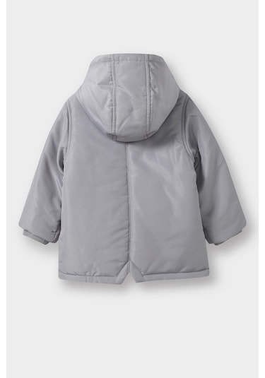 Defacto Erkek Bebek Su Geçirmez Kapüşonlu Fermuarlı Çıtçıtlı Mont E9801a525wngr89 Gri
