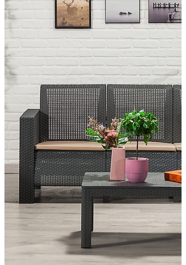 Aksu 3+1+1+s Balkon&teras Bahçe Mobilyası / Antrasit Gri
