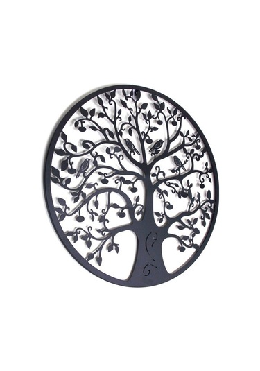 Metal Hayat Ağacı Duvar Dekoru Siluet Sanatı Hediye İç Mekan Dış Mekan Bahçe Ev Dekorasyonu Siyah, 28x28cm