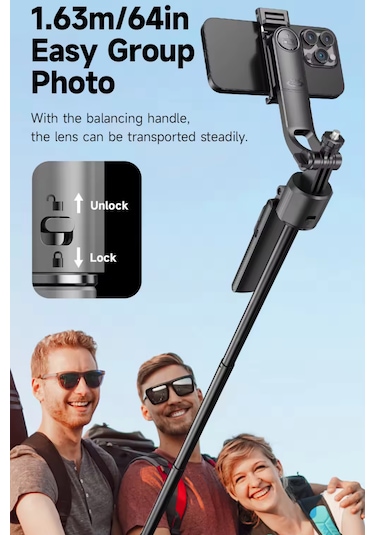 Kameralı Hareketli Tripod Selfie Çubuğu Telefon Tripodu 163cm