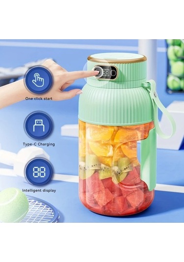 Fastbuy Mavi 4 Mevsim 40-58 Oz Usb Şarjlı Çift Kapaklı Sıkıcı, Ev Ve Seyahat İçin Kullanışlı Mavi