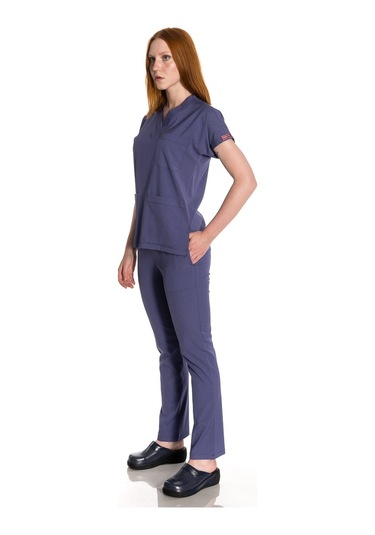 Unisex Likralı Duman Gri Scrubs