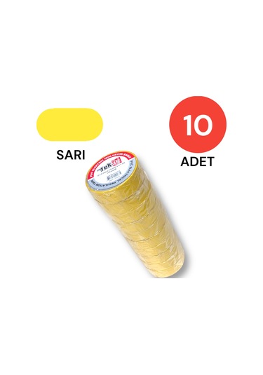 Tek-iş Izole Bant Elektrik Bandı Sarı 10 Adet