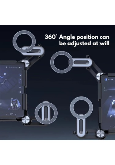 Gateesat Tesla Model 3 Y 360 Derece Dönen Manyetik Araç Telefon Tutucu Siyah