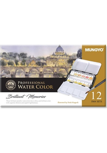 12li Aquarel Yarım Tablet Metalik Renkler Suluboya