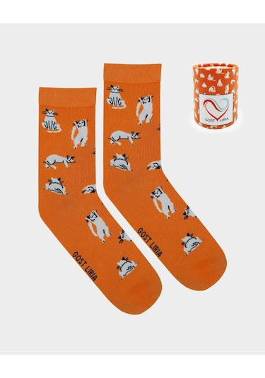 Gost Liria Silver Cat Socks Desenli Unisex Soket Çorap Turuncu