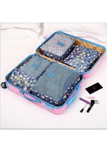 Novahub Mavi&pembe 6/1 Adet Seyahat Saklama Çantası Seti Giysi Düzenli Organizatör Dolap Bavul Kılıfı Seyahat Organizatör Hurç 57000599 Mavi&pembe Mavi&pembe