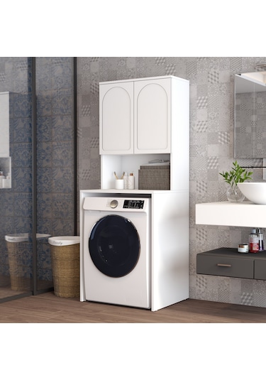 Lyon Çamaşır Makinesi Dolabı V102 - Beyaz Beyaz