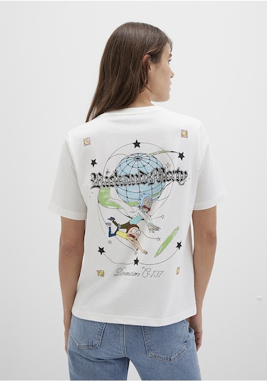 Mavi - Rick And Morty Baskılı Ekru Tişört 1613675-70057 Ekru