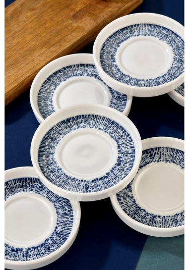 Cooker 6'lı Lyon Porselen Çay Tabağı Mavi