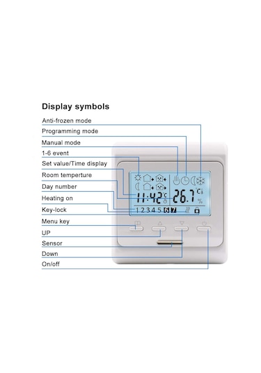 Kangvka 16a Beyaz Emt51.716 Lcd Programlanabilir Su/ Elektrik Isıtma Sistemi Termostati - 7 Günlük Zamanlama, Çocuk Kilidi, Don Koruması