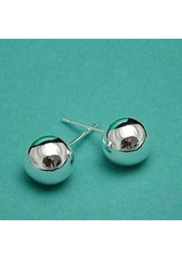 Kadın Moda Gümüş Renk Paslanmaz Çelik Yuvarlak Top Kulak Damızlık Küpe Takı