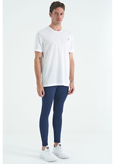 Tommy Life İndigo Arka Bilek Baskı Detaylı Yüksek Bel Slim Fit Aktif Spor Erkek Tayt - 84988 İndigo