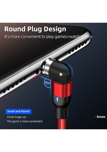 2m 2a Çıkış 3'ü 1 Arada Usb - 8 Pin Usb-c / Type-c Mikro Usb Naylon Örgülü Döndürmeli Manyetik Şarj Kablosu Mor