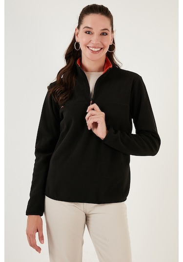 Lela Slim Fit Yumuşak Dokulu Anti-Pilling Tüylenme Yapmayan Yarım Fermuarlı Bayan Polar 5907000 Siyah Lela Slim Fit Yumuşak Dokulu Anti-Pilling Tüylenme Yapmayan Yarım Fermuarlı Bayan Polar 5907000 Siyah