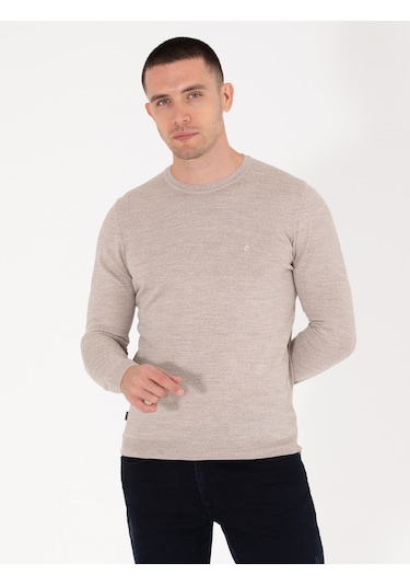 Pierre Cardin Erkek Taş Triko Kazak 50257301-vr049 Taş Rengi Taş