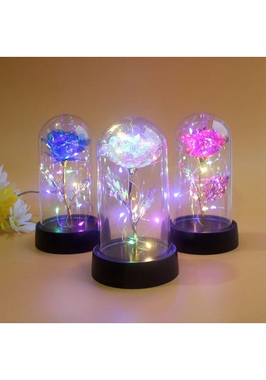 Led Işık Folyo Çiçek Yapay Gül Çiçekler Gece Lambası Sevgililer Günü Hediyesi A1 Italya A Çok Renkli