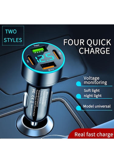 66w Hızlı 4 Portlu Pd Usb Şarjlı Cep Telefonu Type-c Adaptörü Quic Gümüş