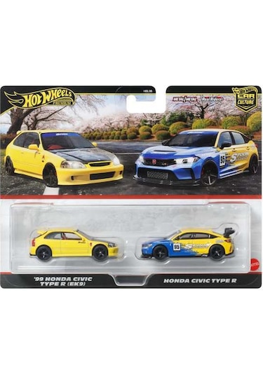 Hot Wheels 2'li Premium Araba Seti 99 Honda Cıvıc Type R & Hond Çok Renkli