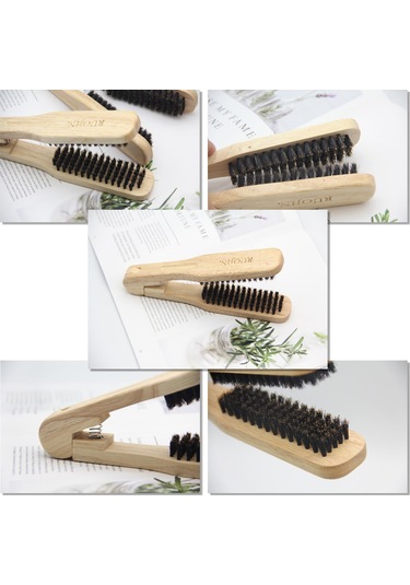 Moveevo Ahşap Kontrplak Tarak Düz Saç Tarağı Klipsli Düz Saç Tarağı Doğal Kıvırcık Saç Tarağı V Şeklinde Tarak