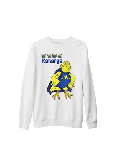 Aile - Baba Kanarya Beyaz Kalın Sweatshirt