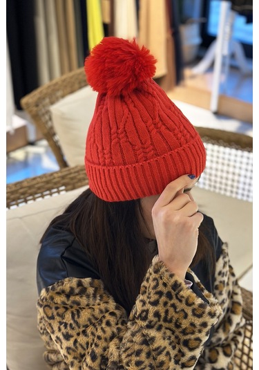 Ponpon Detay Kadın Bere Rkş-17 Bordo Bordo