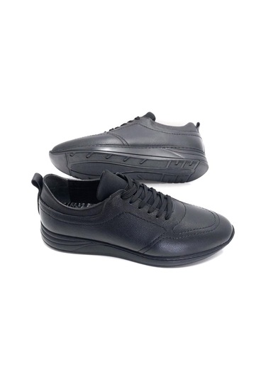 Umut Hakiki Deri Ortopedik Büyük Numara Hafif Yumuşak Erkek Ayakkabı Siyah