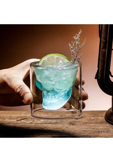 1 Parça Çift Wal100 Ml Kafatası Kafa Şekli Atış Cam Kupası Kokteyl Gözlük Bardak Hediye Kocası Şeffaf Altın