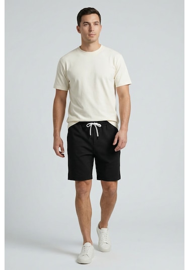 Tommy Life Siyah Standart Fit Basic Arka Cepli Erkek Şort - 88314