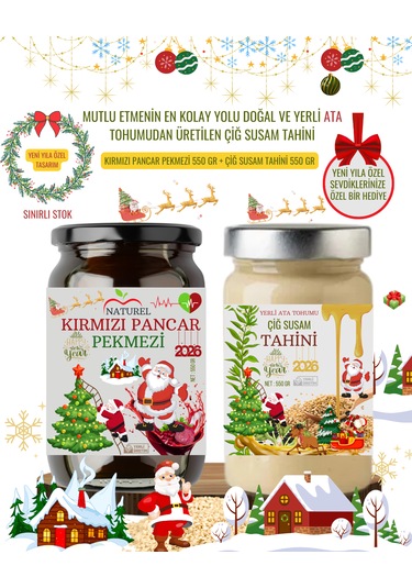 Naturel Yerli Üretim Tahin Pekmez Yeni Yıla Özel Tasarım Hediye Paketi İle Gönderim