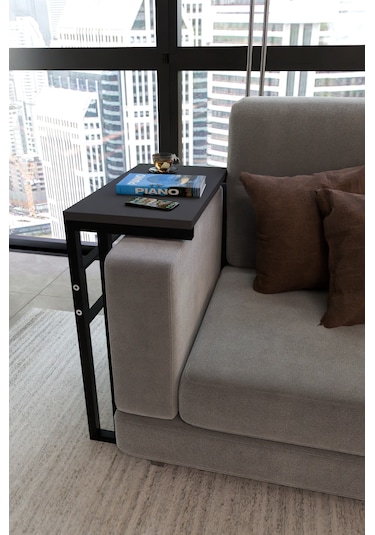 Steel Design Metal Ayaklı Yan Sehpa Laptop Çalışma Masası Sehpa Antrasit