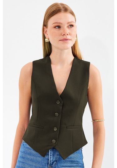 Bigdart 6796 Kısa Dokuma Yelek - Haki 001