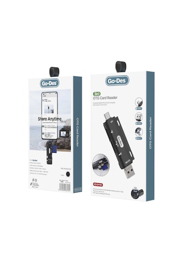 Go Des GD-DK108 3 in 1 OTG Hafıza Kart Okuyucu - ZORE-253398