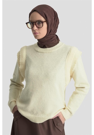 Armine Kolları Fırfırlı Kazak 25kd6012 Ekru Ekru