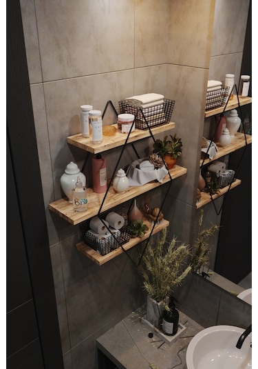 Bino Black Büyük Boy Prizma Duvar Mutfak Banyo Rafı Kitaplık