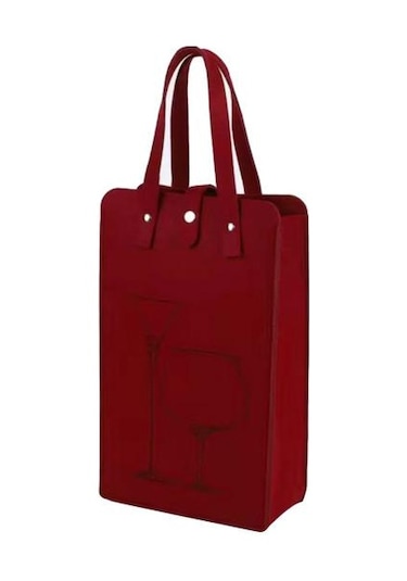 Şarap Kırmızısı Çanta Kalın Uzun Büyük Yük Taşıyan Şarap Hediye Kolu Yeniden Kullanılabilir Firma Dikiş Düşmeyi Önleme Şarap Kırmızısı