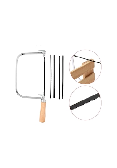 Ahşap Saplı Kıl Testere 5 Yedek Uçlu Hobi Kıl Uclu Testere Ahşap