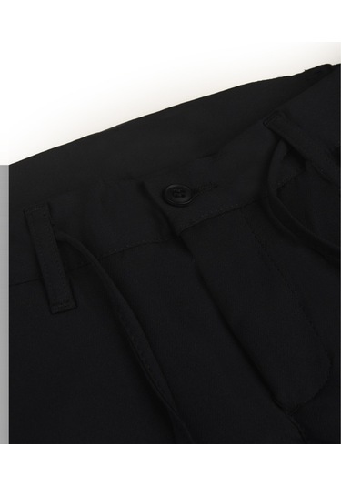 Deepsea Siyah Esnek Kumaş Slim Fit Beli Lastikli Günlük Spor Pantolon 2601070 Siyah