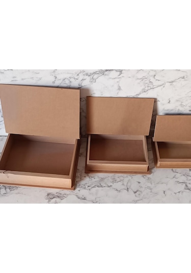 Hobi Adn Kitap Kutu 3'lü Set Ahşap Mdf Ham Ankara Siteler Ürünü El Yapım