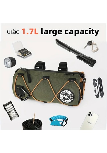 Willowhaven Pb10 Dark Green Ulac 1.7l Bisiklet Gidon Çantası - Ayarlanabilir Kayış Dayanıklı Mtb Yol Bisikleti Çantası Haki