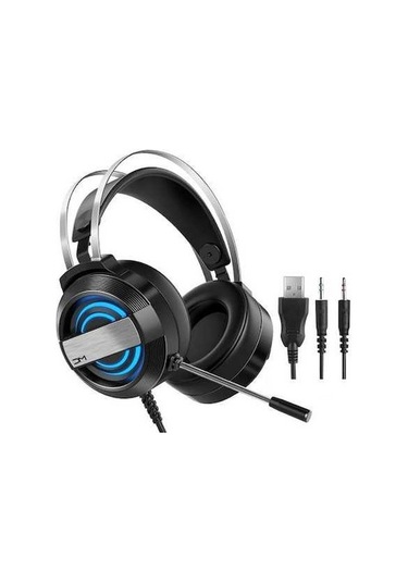 Fastbuy Siyah Mc Model Oyuncu Kulaklığı 50mm Hoparlörlü Çift Delikli Renkli Işık Mikrofonlu Bilgisayar Uyumlu