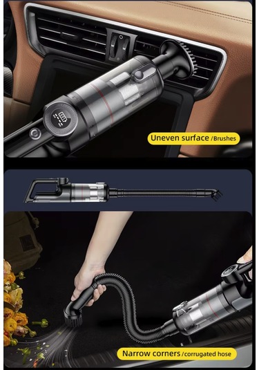 Turbo Digital 120w Ultra Emiş Araç Ev Araba Süpürgesi Çok Uzun Şarj Süresi Turbo Çift Motor