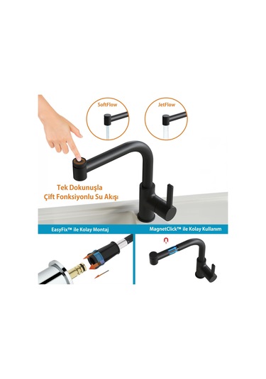 Adell Kelvin T Spiralli Mutfak Bataryası Mat Siyah